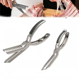 BBQ Rib Membrane Remover Stainless Steel Tool Kit, with Arc Clamp & Non-Slip Grip, Ergonomic Design for Easy Membrane Removal, Dishwasher Safe BBQ Accessories-MM1