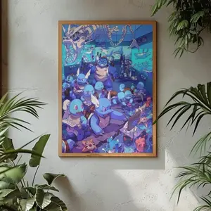 Squirtle Character Poster, High Quality Japanese Style Print, Blastoise Evolution Poster, Gift for Fans