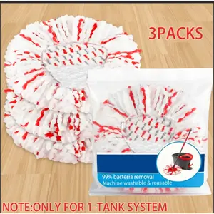 3 Pack Spin Mop Heads Replacements with Scrubbing Pad Refills  For O-Cedar EasyWring 1-Tank System Upgraded 2-in-1 Spin Mop Refill Scrub Pads for Stuck-on Deep Cleaning 40% More Efficient
