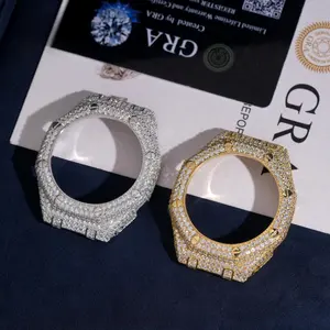 [ICE HUE]18K Gold Vacuum Plated Copper with 5A+ Sri Lanka Zircon Design Watch Case Women & Men Luxury Jewelry,Daily Wear,Casual Fashion,Gift Idea,Chicano,Classic,Hip Hop,Simple,Sporty Style