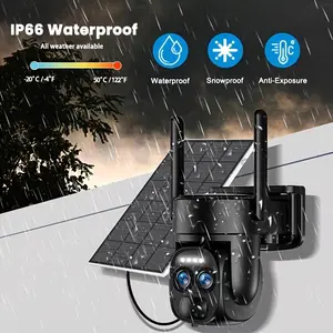 Solar Security Cameras Wireless Outdoor, 4K 2.4GHz WiFi PTZ Camera Battery Powered, 360°View Home Security Systems With Color Night Vision, Spotlight Siren, PIR Sensor, Auto Tracking, Human Detection, 2-Way Audio, security surveillance full hd smart