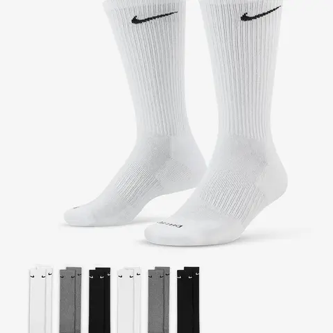 NIKE  Mens Everyday Plus Cushioned 6 Pack Crew Socks