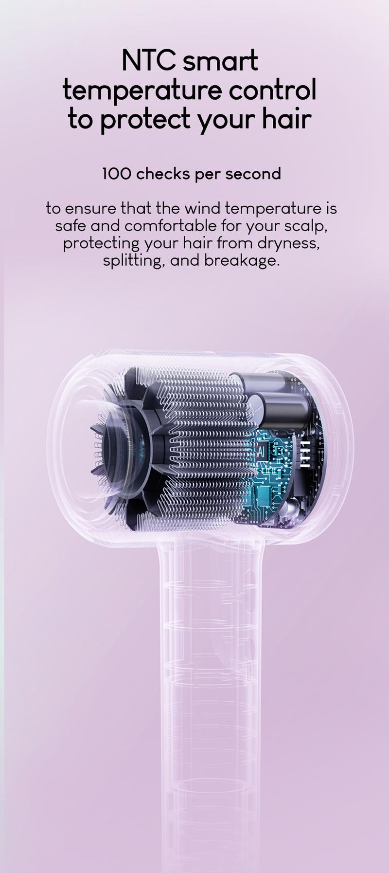 【Tideway Official】Tideway H11 Colorful Series High-Speed Hair Dryer - Plasma Ion Technology, Intelligent Temperature Control, Self Cleaning - Bids Farewell to Static Electricity and Frizz - Black