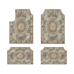 Vintage Persian Car Floor Mats - 4-Piece Set with Labels, Custom-Fit Thick Pile, Dirt-Proof, Wear-Resistant Automotive Car Interior Kit Accessory, Car Accessory