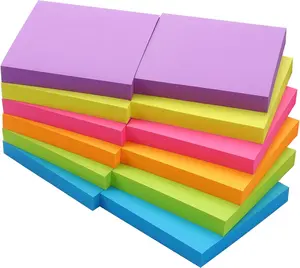 Sticky Notes 3x3 inch, Bright Colors Self-Stick Pads, 12 Pads/Pack, 100 Sheets/Pad, Total 1200 Sheets