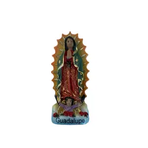 3 inch San Judas or Virgin Mary Mini Statue with Detailed Attire and Gold Accents for Religious Decor in Stone Material