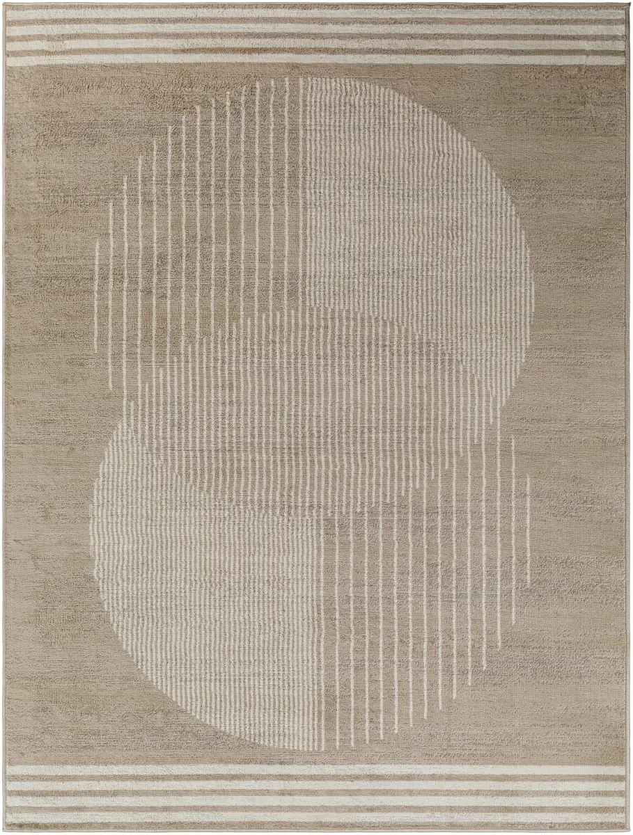Livabliss Modern Machine-Woven Round Polypropylene Circle Area Rug, FSA2374-67RD, 6ft7in x 6ft7in Floransa Collection, Multi-Color, Minimalist, High-Traffic Indoor Use, Circle Area Rugs, Polypropylene Area Rugs