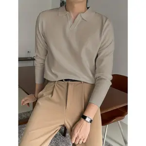 Elegant high-elastic knit cable-knit cardigan vest, men's casual vintage-style V-neck button-down front vest, suitable for autumn and winter. Tops Long Sleeve Polo Menswear Gilet Wetsuit Plain Beige Yellow