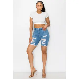 Nicole - High Rise Destructed Bermudas