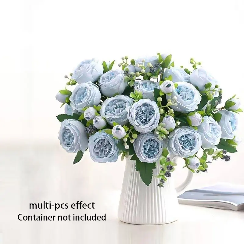 Artificial Peony Flowers, Blue Bouquet, Outdoor Garden Decor, Wedding Decoration, Indoor Home Decor, Durable Low Maintenance, Natural Look