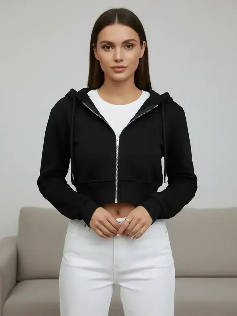 crop zip hoodie - TikTok Shop