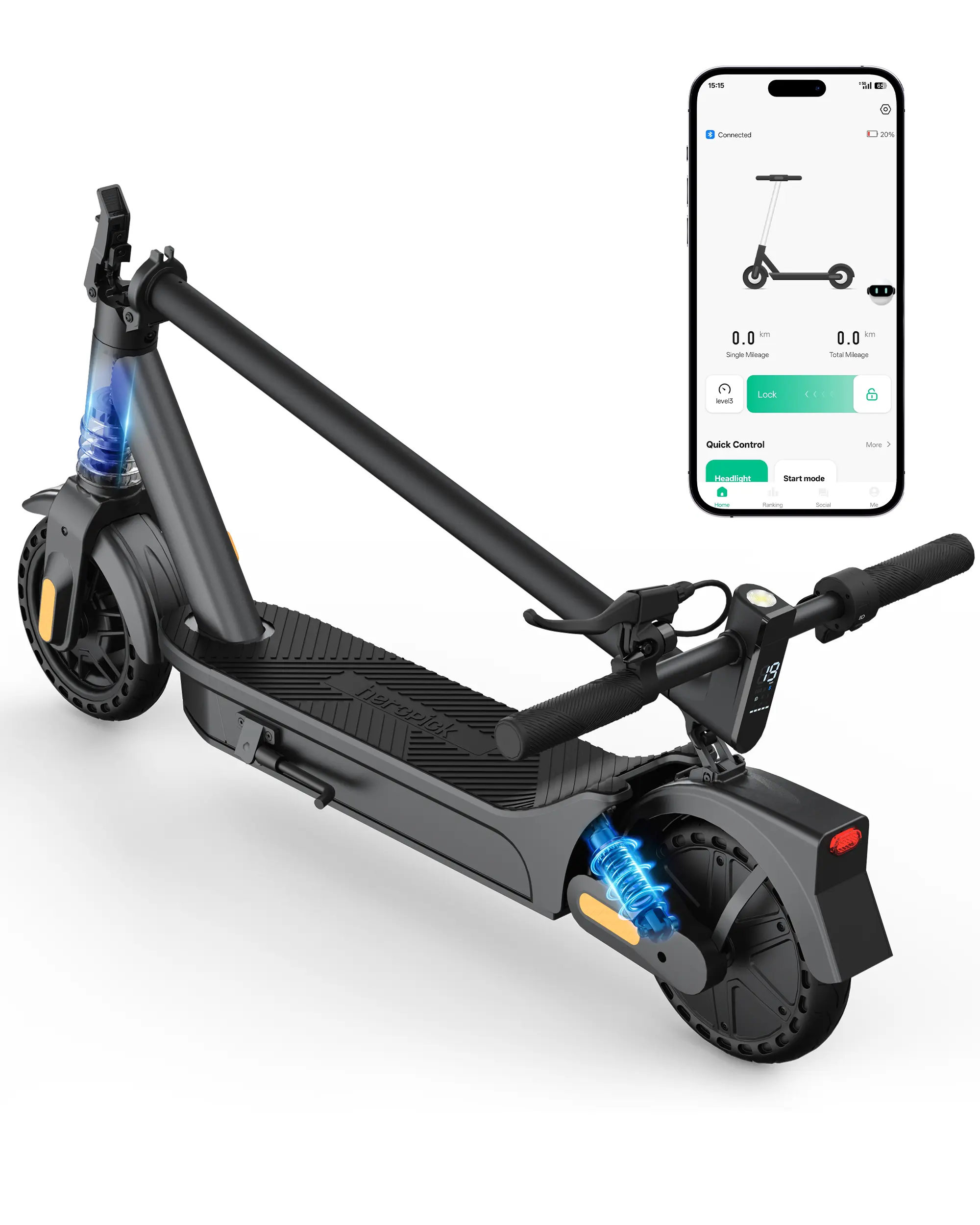 20MPH Max Speed E8 Pro Max Electric Scooter 500W Brushless Motor 8.5 Inch Explosion Proof Tires 10.4Ah Battery 220 Lbs Max Load 3 Speed Modes Foldable City Commuter App Control Front Rear Lights budget bikes mph ausome vol pam adult senior
