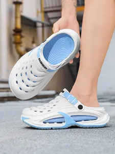 Men's Lightweight Breathable Clogs - Comfortable Summer Indoor Slippers with Thick Cushioned Sole, Round Toe Design, and Ventilation Holes for Home Use. Soft, Non-Slip Footwear