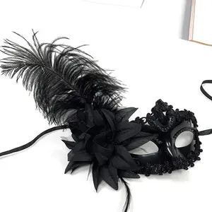 Venice Adult Masquerade Princess Mask Women Luxury Peacock Feathers Half Face Mask Party Performance Carnival Cosplay Costume