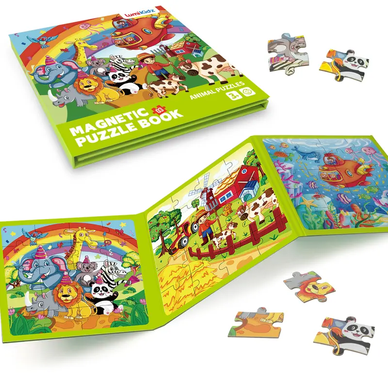 LumiKidz Magnetic Puzzle is suitable for children 2-6 years old.a set of 60 animal/farm/underwater travel toys,Sudoku Educational and learning magnet,and an ideal road travel activity toy for 3,4,5,6,and 7 boys and girls