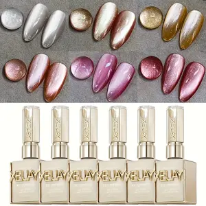 XEIJAYI Frame Bottle Ice Sugar Cat Eye Gel — 6-Color Set (Super Bright Series): Magnetic gel cat eye set; versatile polarizing cat eye for salon art design; dazzling, long-lasting shine with a wide range of colors that are firmly adhered; suitable for DIY