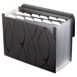 212 MAIN Pendaflex Sliding Cover Expanding File - 13 Pockets, Letter Size, Black - Office Accessories with Elastic Cord and Blank Labels, Document Organizer