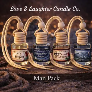 The Man Pack - 4 Pack Hanging Car Diffusers with Signature Scents for Cars Closets or Gym Bags - Long Lasting Premium Masculine Aromas Mr Perfect Secret Rendezvous Midsummer's Night Dark Seas