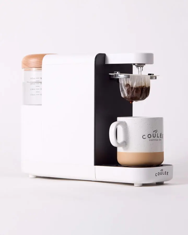 Coulée SWIRL Mini Brewing System - Sustainable No-Pods Single-Serve Pour Over Coffee Maker with Automated Rotating Arm, All-Paper EcoPour Filters