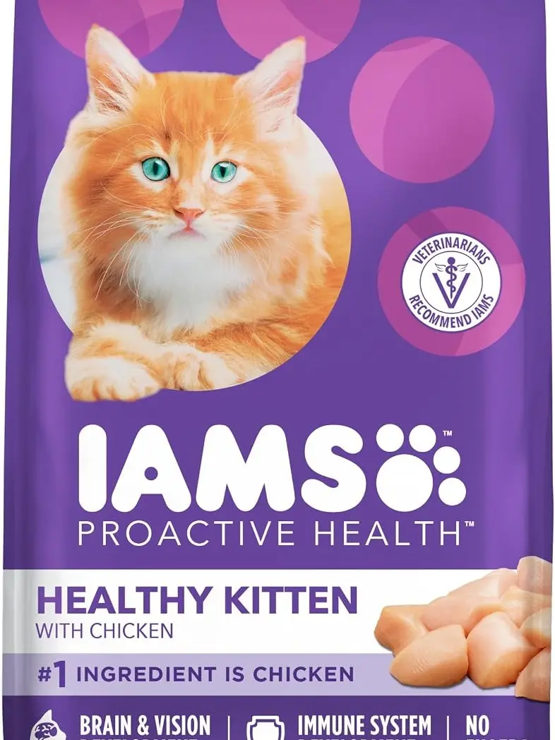 IAMS Proactive Health Kitten Dry Cat Food, Healthy Kitten Food Dry Recipe with Real Chicken in Every Bite, 7 lb. Bag