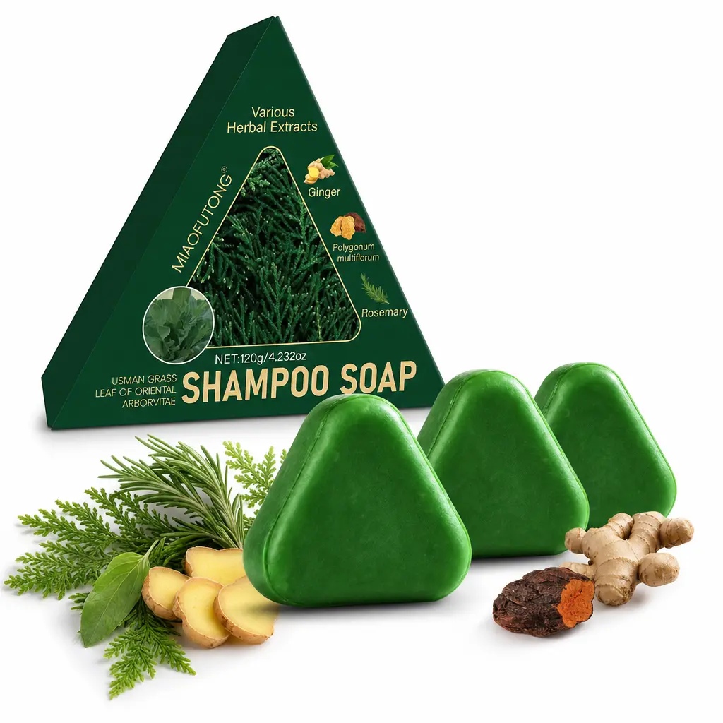 3PCSUsman Grass Oriental Arborvitae Leaf Shampoo Bar, Strengthens Roots, Reduces Hair Fall, for Thinning Hair, Anti-Hair Loss, Hair Growth, Oil Control, Dandruff Relief, Repair, Nourish
