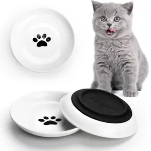Premium Non-Slip Ceramic Cat Bowl – Shallow Design for Whisker Relief