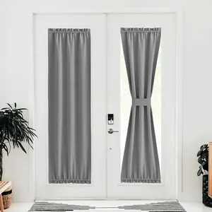 NICETOWN Silver Grey French Door Curtains, Privacy Window Curtains, 30 X 72 Inch Blackout Shades for Glass Door, Thermal Insulated Rod Pocket Window Coverings, 1 Panel