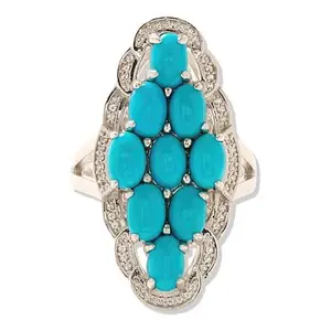 Colleen Lopez Sleeping Beauty Turquoise and Zircon Cluster Ring