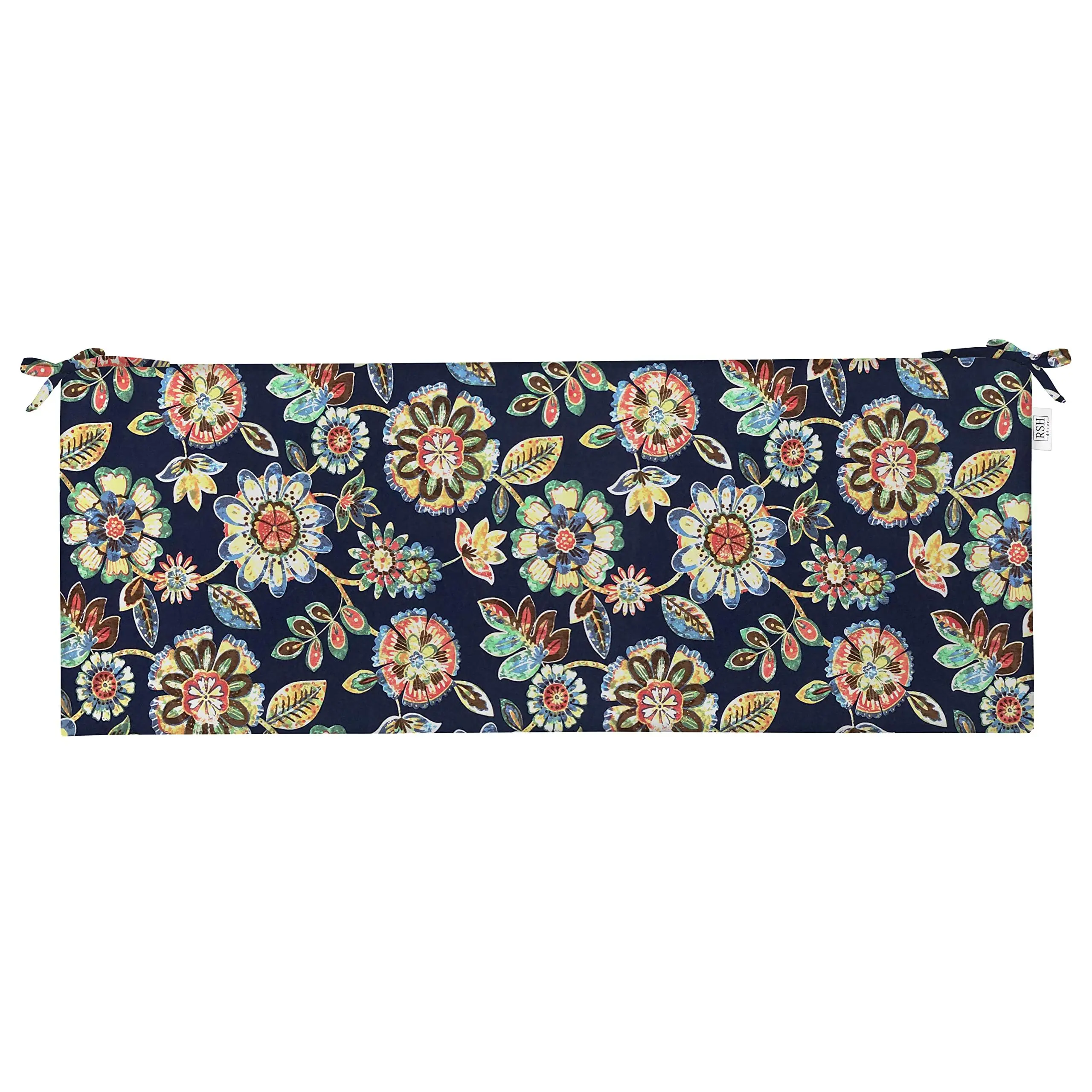 RSH Décor Foam Bench Cushion for Indoor and Outdoor Use, 72” x 18” x 2”, Daelyn Navy Design