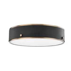 Eli Large Ceiling Light Fixture - Unique Two-Tone Design with Patina Brass and Etched Glass Diffuser