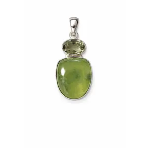 Prasiolite & Prehnite Pendant