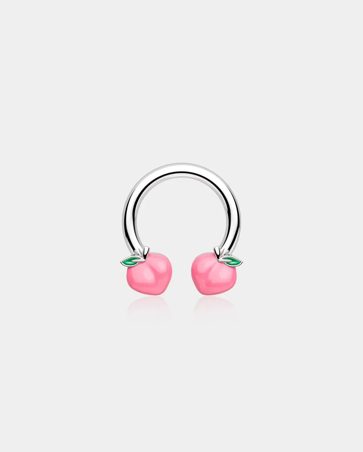 OUFER x Roly Plump Peach Ends Horseshoe Septum Piercing Jewelry, Vibrant Fruit Design Hoop Nose Ring