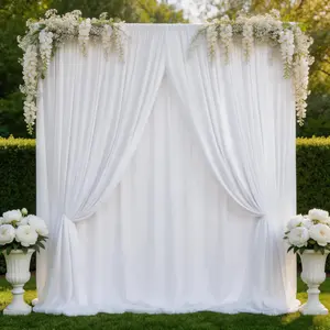 White Soft Polyester Backdrop Drapes 4 Panels 5x8ft, Silky Smooth Flowing Fabric like Water for Wedding Ceremony, Birthday, Bridal Shower, Indoor Party, Photo Background