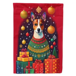 Basenji Holiday Christmas House Flag