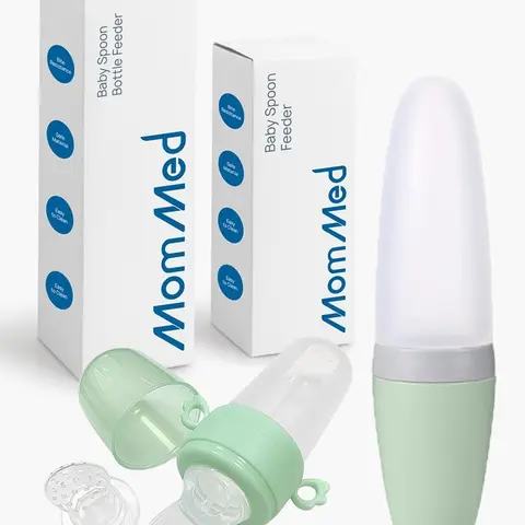 MomMed Food Feeder Baby Fruit Feeder Pacifier,  Self Feeding Baby Food Feeder for Teething Relief, Silicone Baby Food Dispensing Spoon