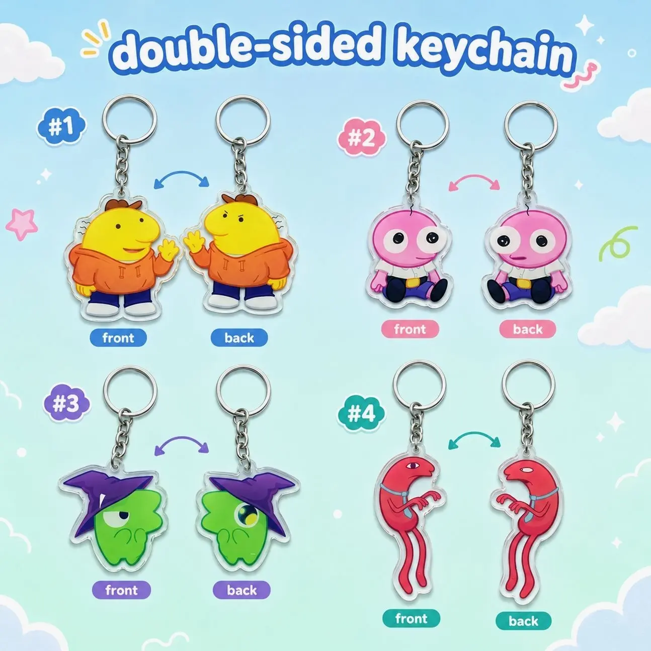 Happy Friends Double Sided Keychains - 4 options