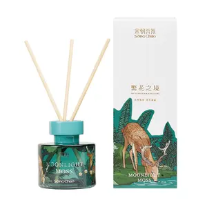 SONG CHAO "Moonlit Moss" Floral Woody Reed Diffuser - 120ml "Realm of Blossoms" Series, Flameless Aroma for Home Fragrance