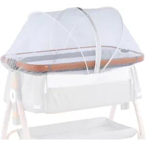 Bassinet Net Cover with 2-Way Zipper for Baby Bassinet Bedside Sleeper Travel Crib White