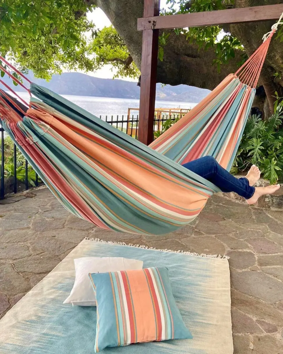 Resort Pink and Blue Canvas Hammock | PASTEL
