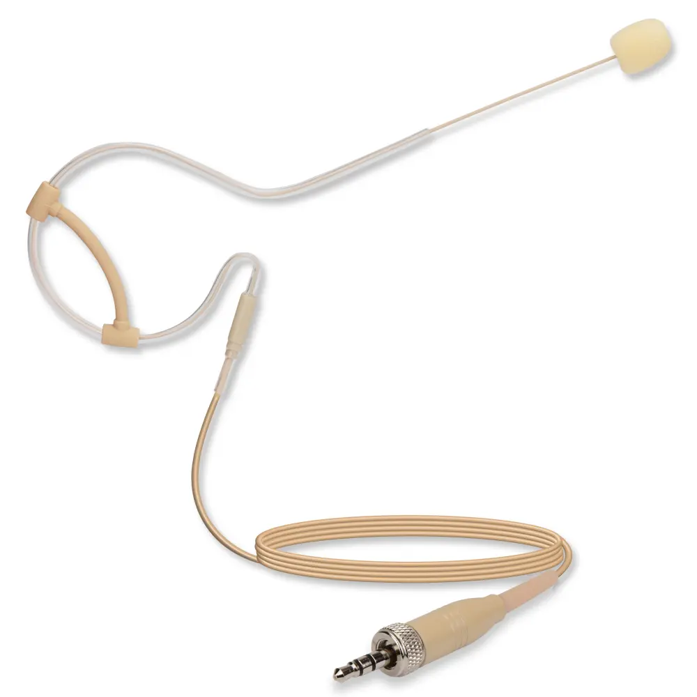 Beige Head Mounted Single Ear Hanging Microphone , 3.5mm Female Screw Plug Compatible with Sennheiser Wireless System