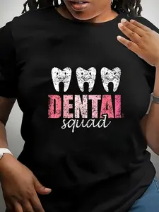 100% Cotton Unisex Dental Squad Women Teeth Job Tooth Dental Assistant T-Shirt Graphic Printed Casual Round Neck T shirt