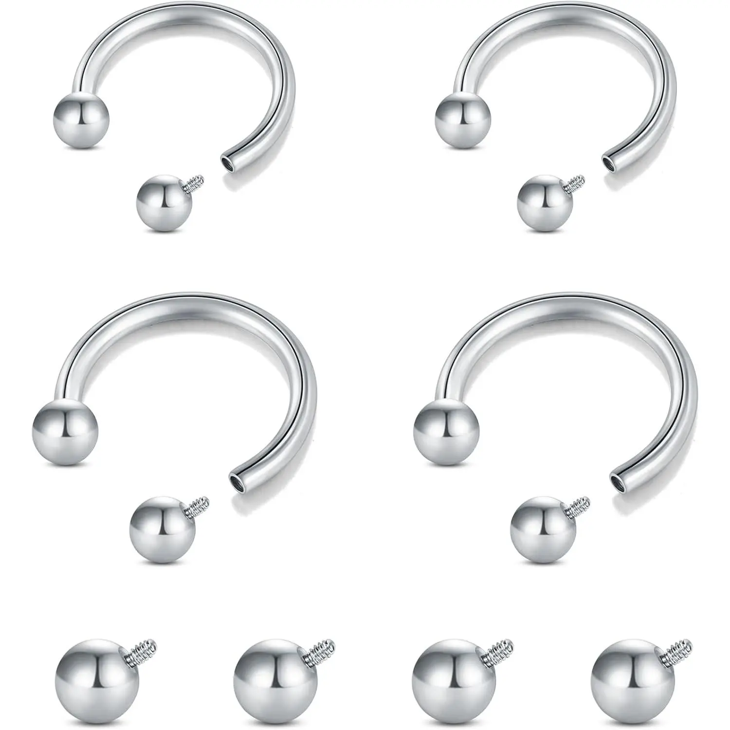 Internally Threaded Septum Ring  Black  Septum Rings 16G Septum Piercing Surgical Steel Septum  Septum Nose Rings 16 Gauge Small Septum Ring Horseshoe with Replacement Balls