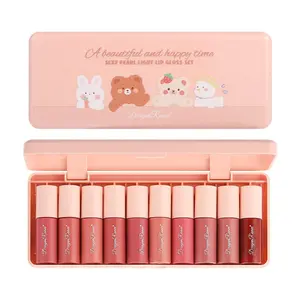 Mirror Finish Lip Gloss Set, 10pcs/set Long Lasting Moisturizing Lip Glaze, Glossy Lip Glaze Stick, Moisturizing Lip Tint, Plumping Liquid Lipstick for Girls & Women, Makeup