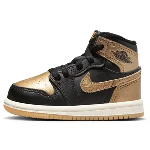 Toddler's Jordan 1 Retro High OG Black/Metallic Gold-Sail (FD1413 071)
