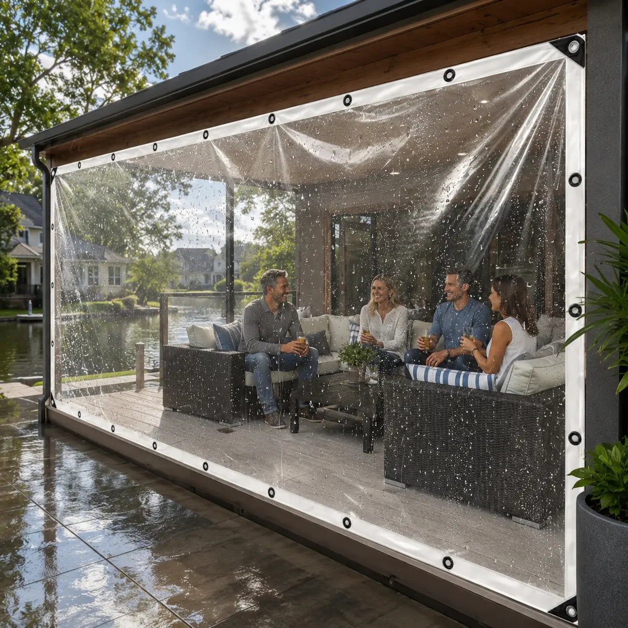 Clear Heavy-Duty Waterproof Tarp 10ft×13ft, Weatherproof Transparent Vinyl Rain Cloth with Reinforced Edges & Grommets, Foldable Dustproof Cover for Farm, Greenhouse and Plant Shelter lightweight protection