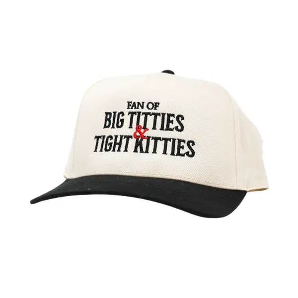 Big Titties and Tight Kitties Trucker Hat - Adjustable Plastic Snap Closure, 100% Polyester Foam Front, 100% Nylon Mesh Weave Back, One Size Fits Most