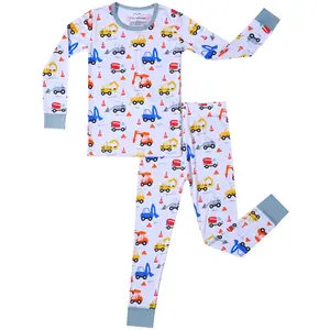 Bamboo Two-Piece Pajama Set for Boys & Girls Soft Toddler Pajamas for 18M-5Y Kids 2pcs Snug fit Long-Sleeve Sleepwear