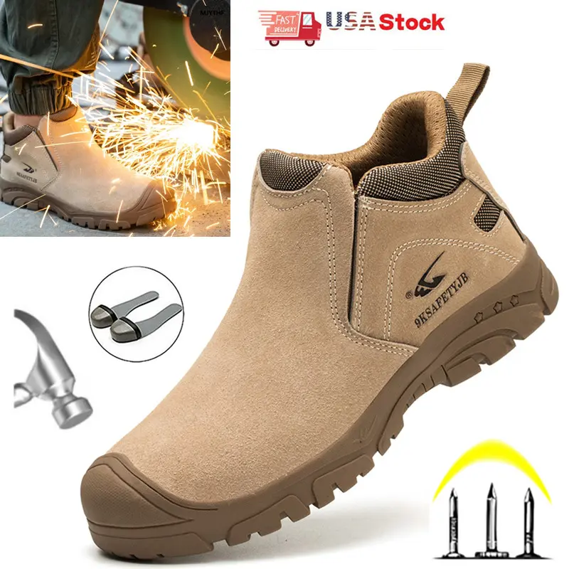 Steel Toe Weddling Shoes for Men Work Boots Indestructible Comfortable Safety Shoes Slip Resistant Work Shoes Construction Composite Toe Boots