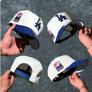 New Era Los Angeles Dodgers 60th Anniversary 9FORTY Cap – Cream Crown Blue Visor Adjustable Curved Brim Baseball Hat Streetwear MLB Cap