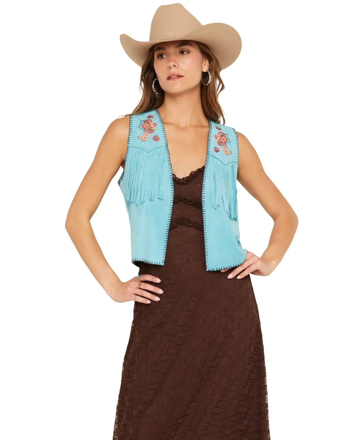 Shyanne Women's Women'S Faux Suede Fringe Vest - Swsu26v1-Brtbl
